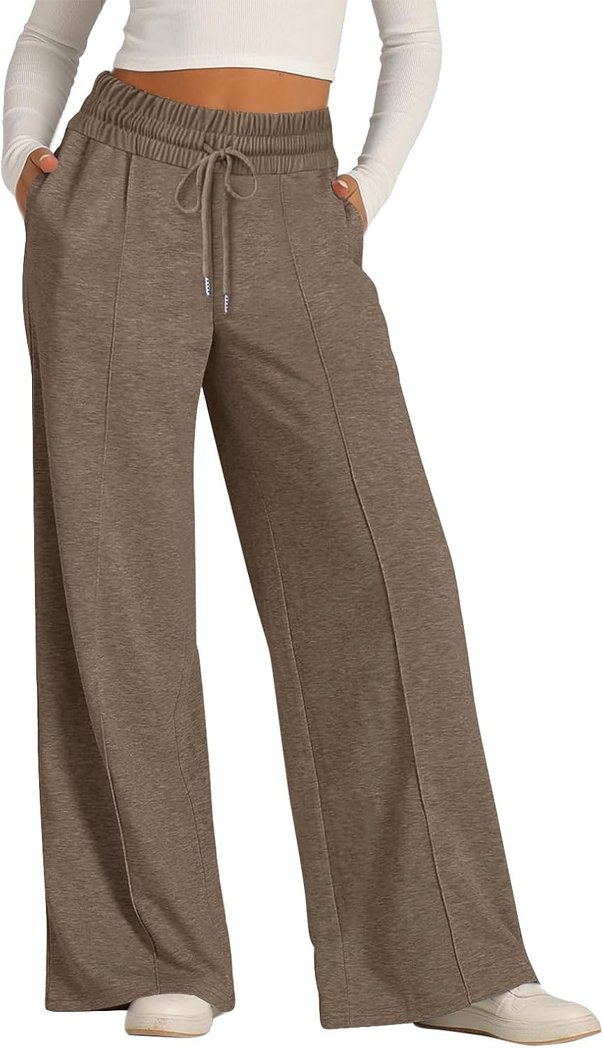 Womens Lightweight Wide-Leg Sweatpants with High Waist and Drawstring 2024 product image o…