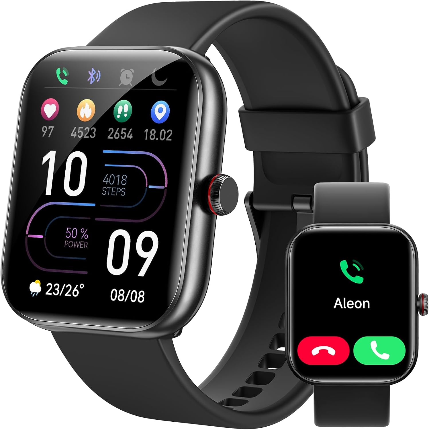 IDW20 rectangular smartwatch featuring a high-resolution touchscreen and silicone strap
